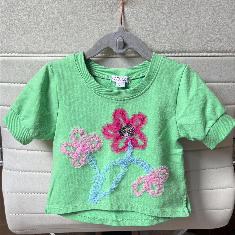 Flapdoodles Mint Green Floral Tee